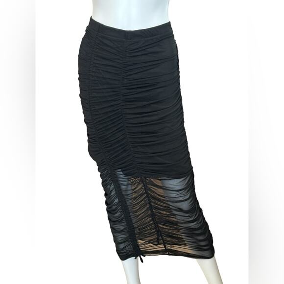 New ~ LONDON ROSE ~ Ruched Midi Skirt Size Large - Picture 1 of 5